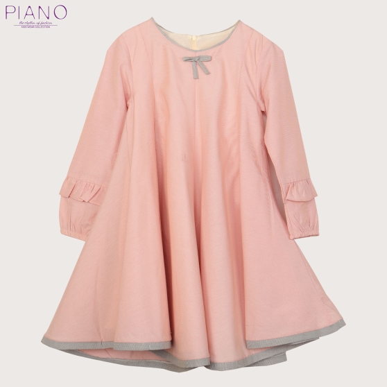 پیراهن دخترانه با حاشیه طوسی