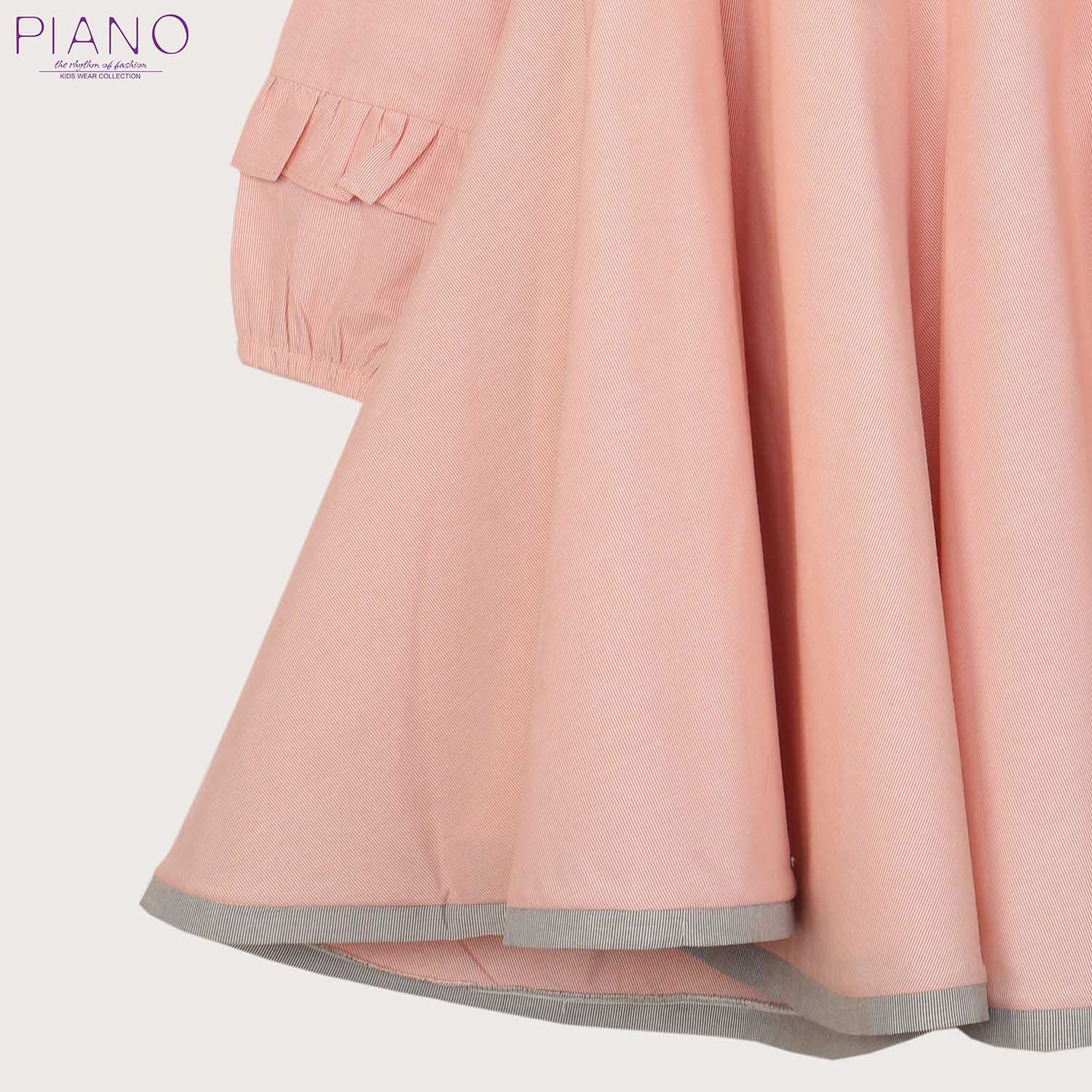 پیراهن دخترانه با حاشیه طوسی