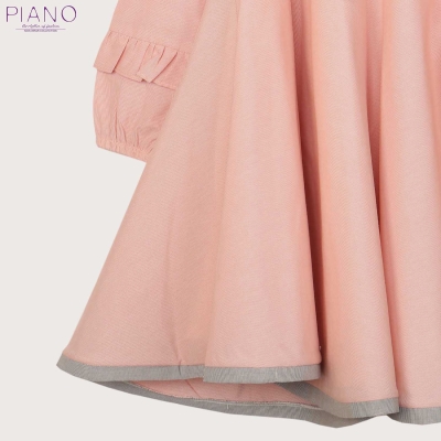 پیراهن دخترانه با حاشیه طوسی