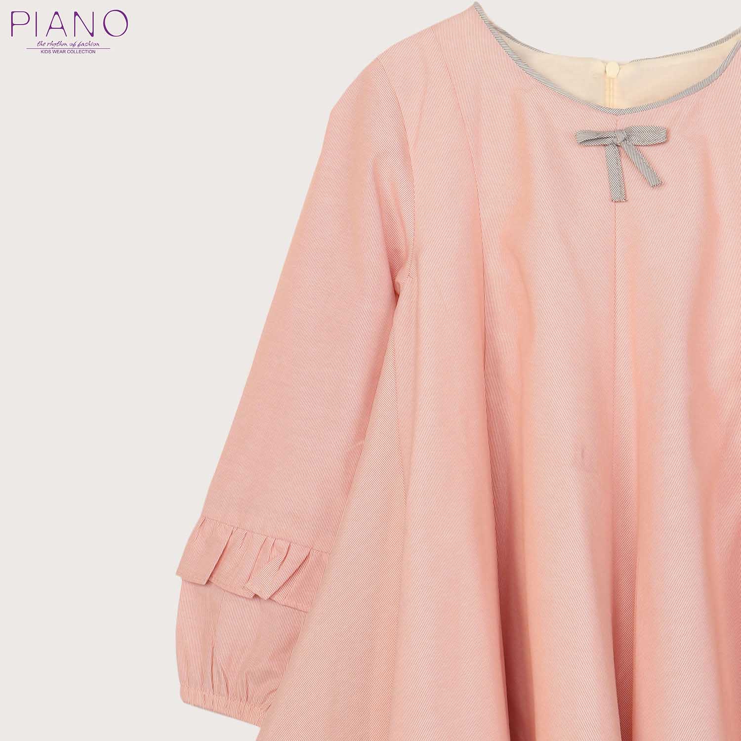 پیراهن دخترانه با حاشیه طوسی