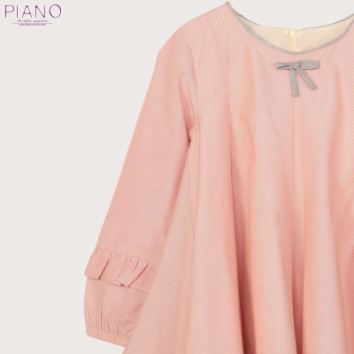 پیراهن دخترانه با حاشیه طوسی