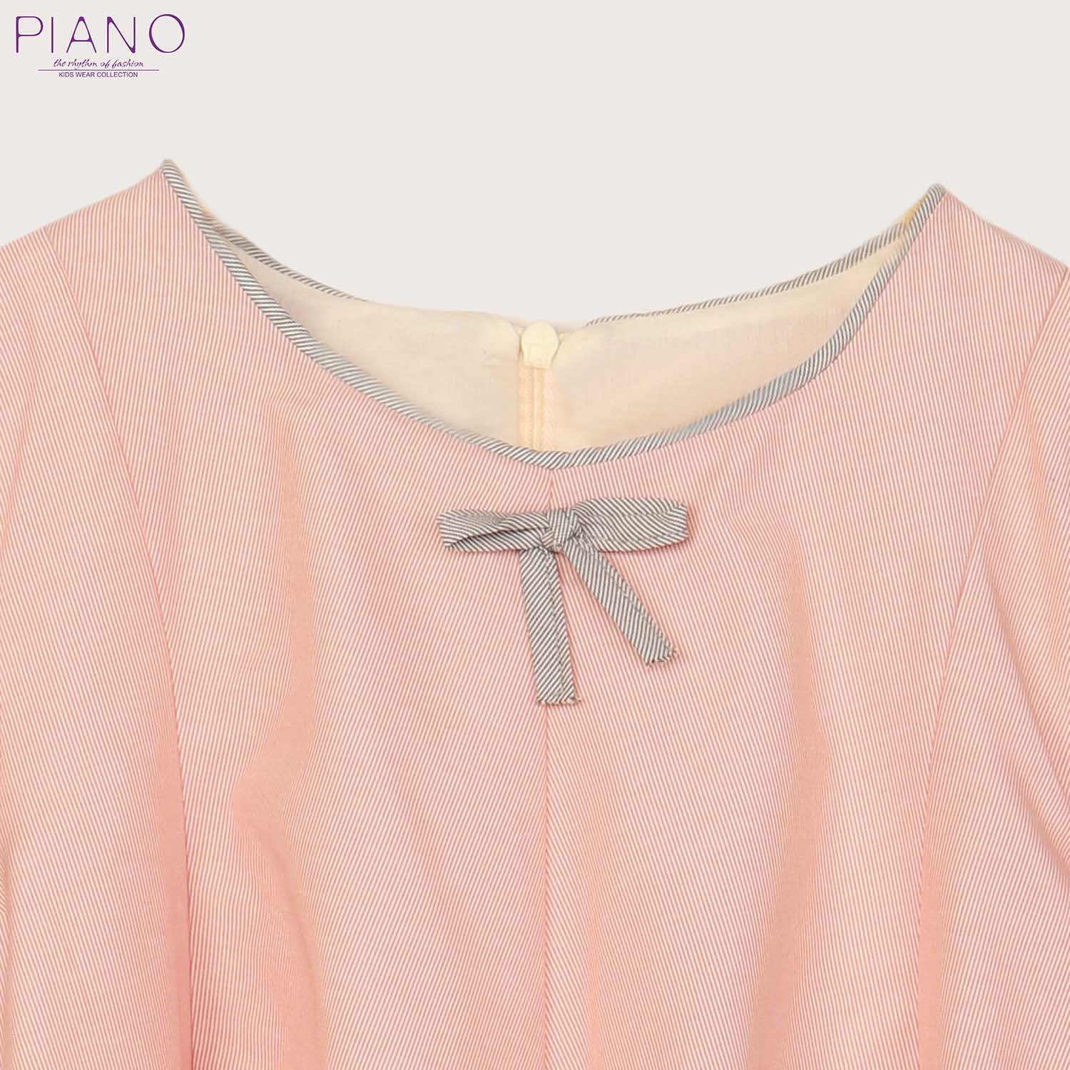 پیراهن دخترانه با حاشیه طوسی