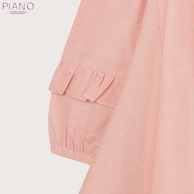 پیراهن دخترانه با حاشیه طوسی