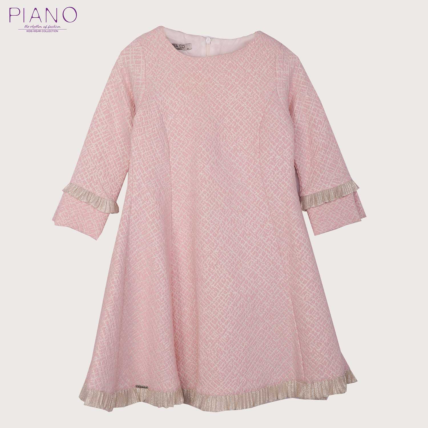 پیراهن دخترانه با حاشیه طلائی