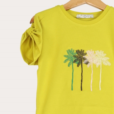 تیشرت‏ یکرو لایکرا آستین ‏پاپیون (ست با کد 1893)