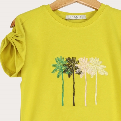 تیشرت‏ یکرو لایکرا آستین ‏پاپیون (ست با کد 1893)