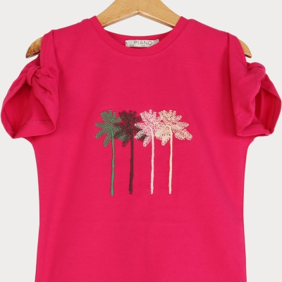 تیشرت‏ یکرو لایکرا آستین ‏پاپیون (ست با کد 1892)