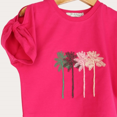 تیشرت‏ یکرو لایکرا آستین ‏پاپیون (ست با کد 1892)