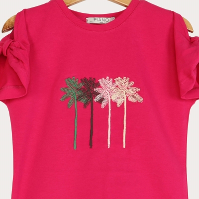 تیشرت‏ یکرو لایکرا آستین ‏پاپیون (ست با کد 1892)