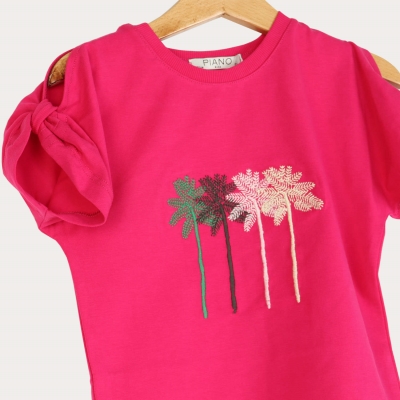 تیشرت‏ یکرو لایکرا آستین ‏پاپیون (ست با کد 1893)