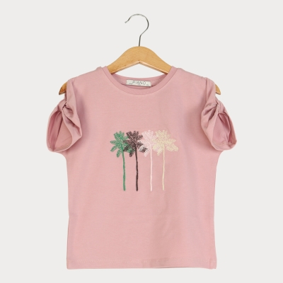 تیشرت‏ یکرو لایکرا آستین ‏پاپیون (ست با کد 1892)