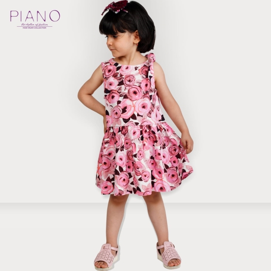 پیراهن ‏لینن ‏گلدار حلقه ‏ای