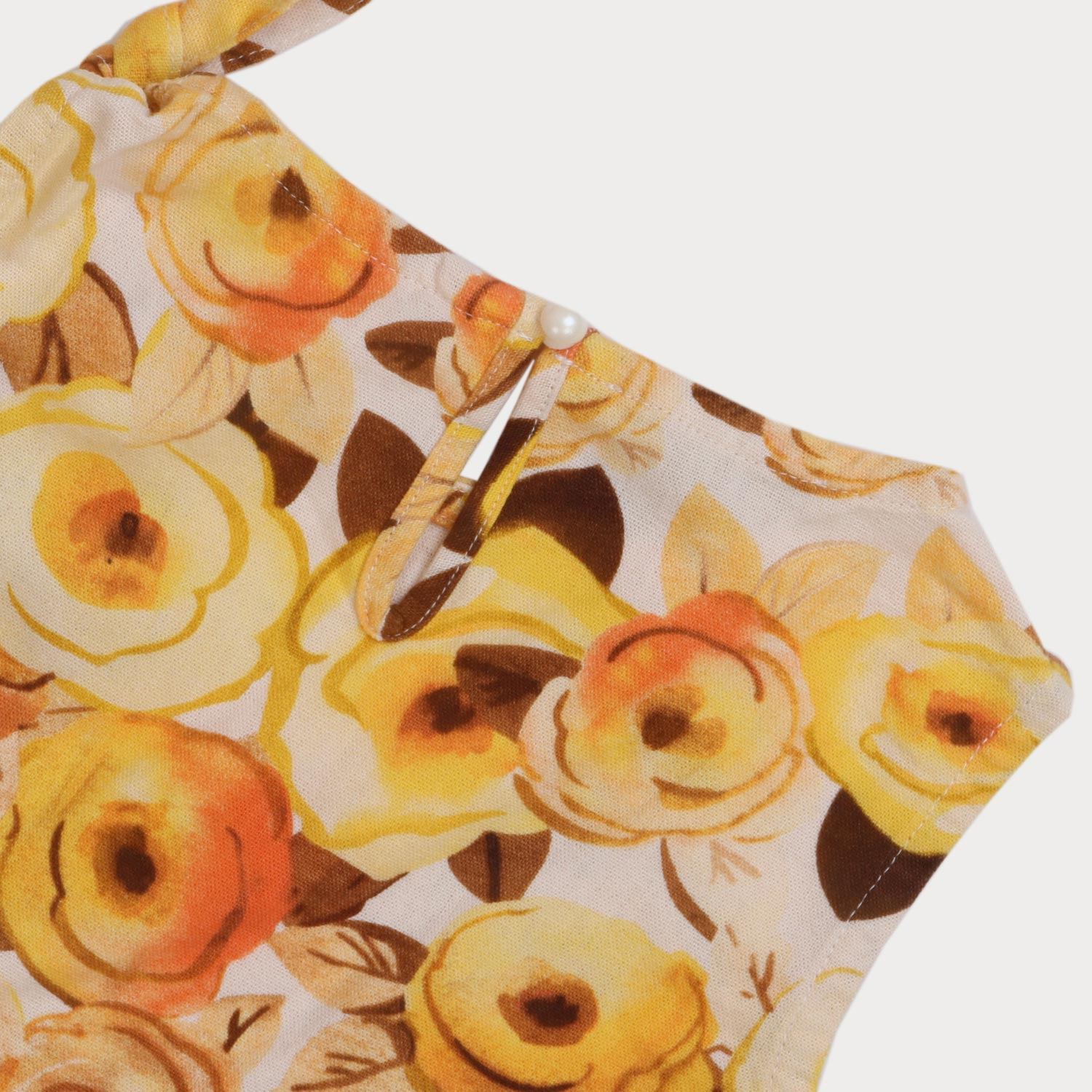 پیراهن ‏لینن ‏گلدار حلقه ‏ای