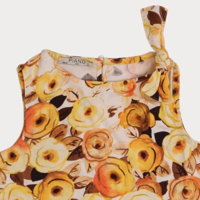 پیراهن ‏لینن ‏گلدار حلقه ‏ای