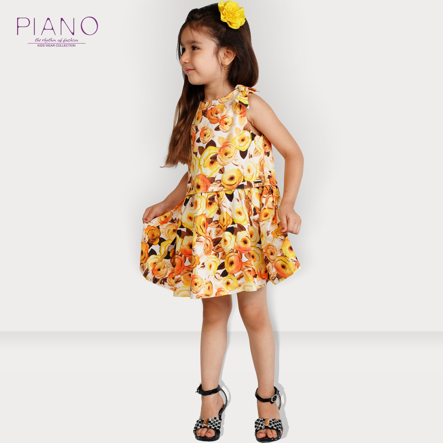 پیراهن ‏لینن ‏گلدار حلقه ‏ای