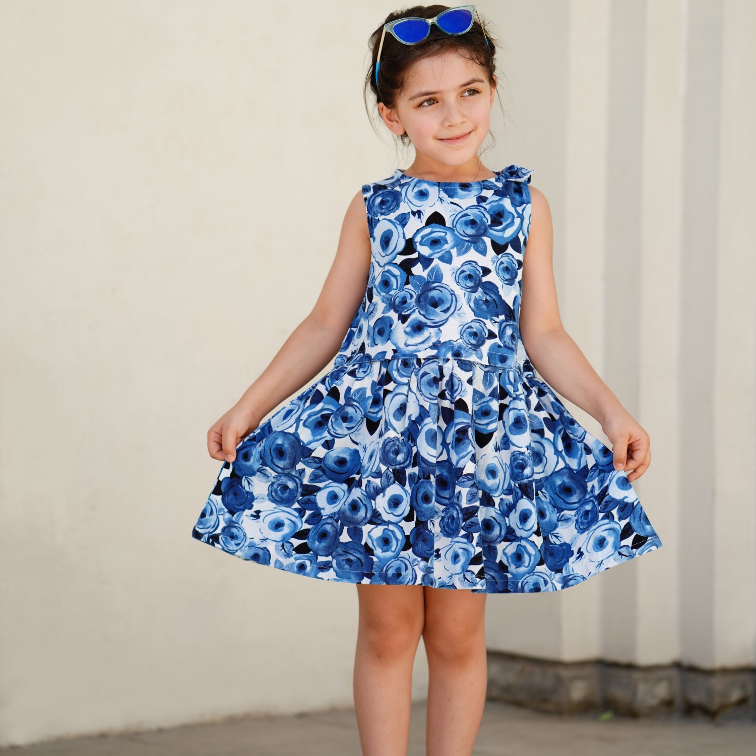 پیراهن ‏لینن ‏گلدار حلقه ‏ای