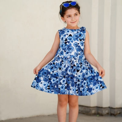 پیراهن ‏لینن ‏گلدار حلقه ‏ای