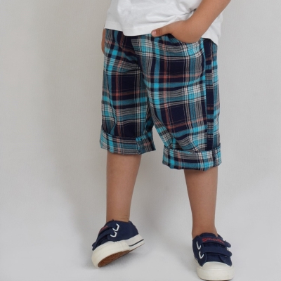 شلوارک ‏ایندیگو چهارخانه‏ (ست با کد 1936)