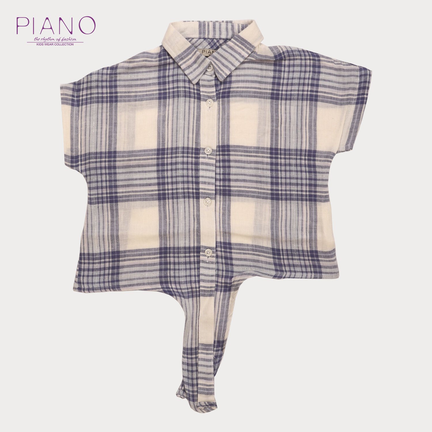 شومیز لینن ‏چهارخانه ‏جلو گره‏ ای‏