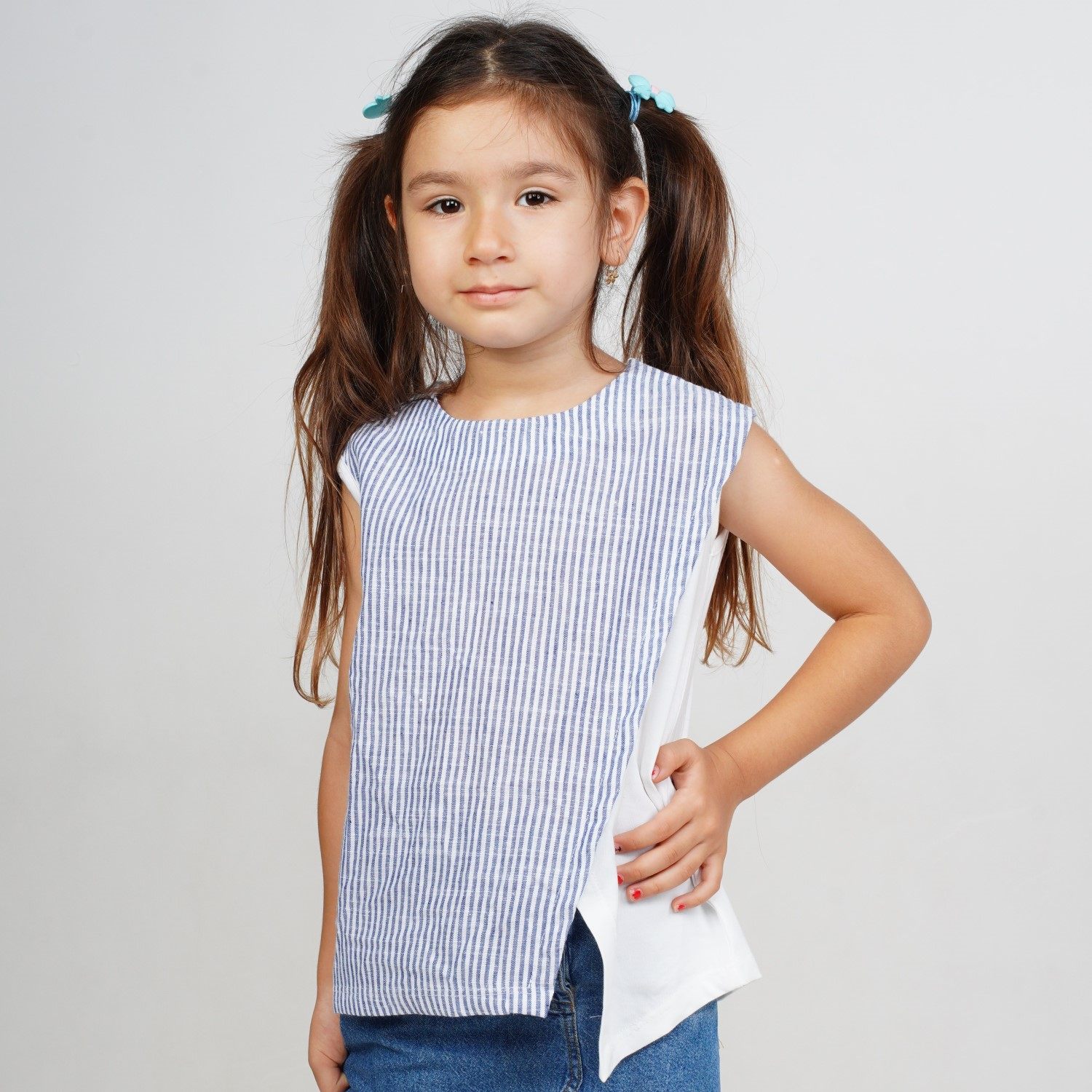 تاپ ‏یکرو لایکرا و لینن ‏راه راه