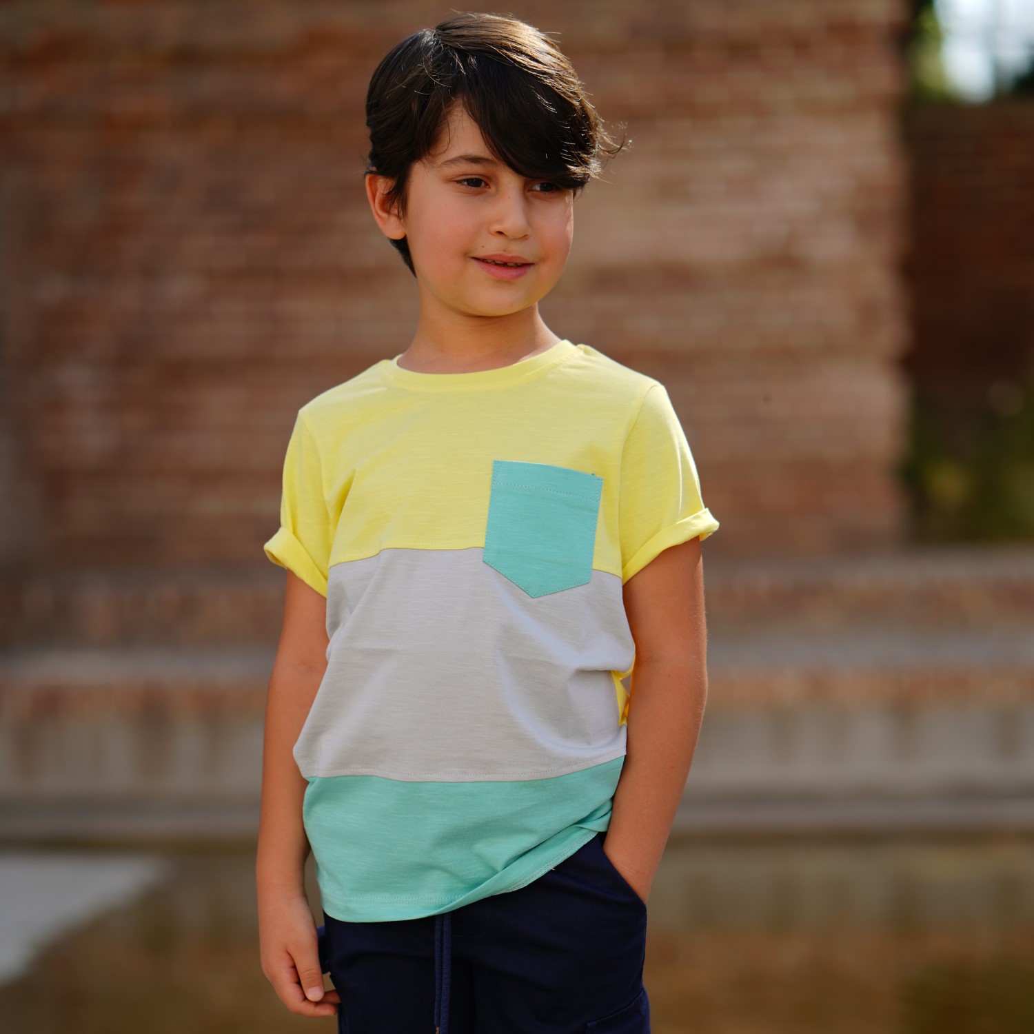 تیشرت ‏یکرو اسلپ ‏با برش‏ و جیب