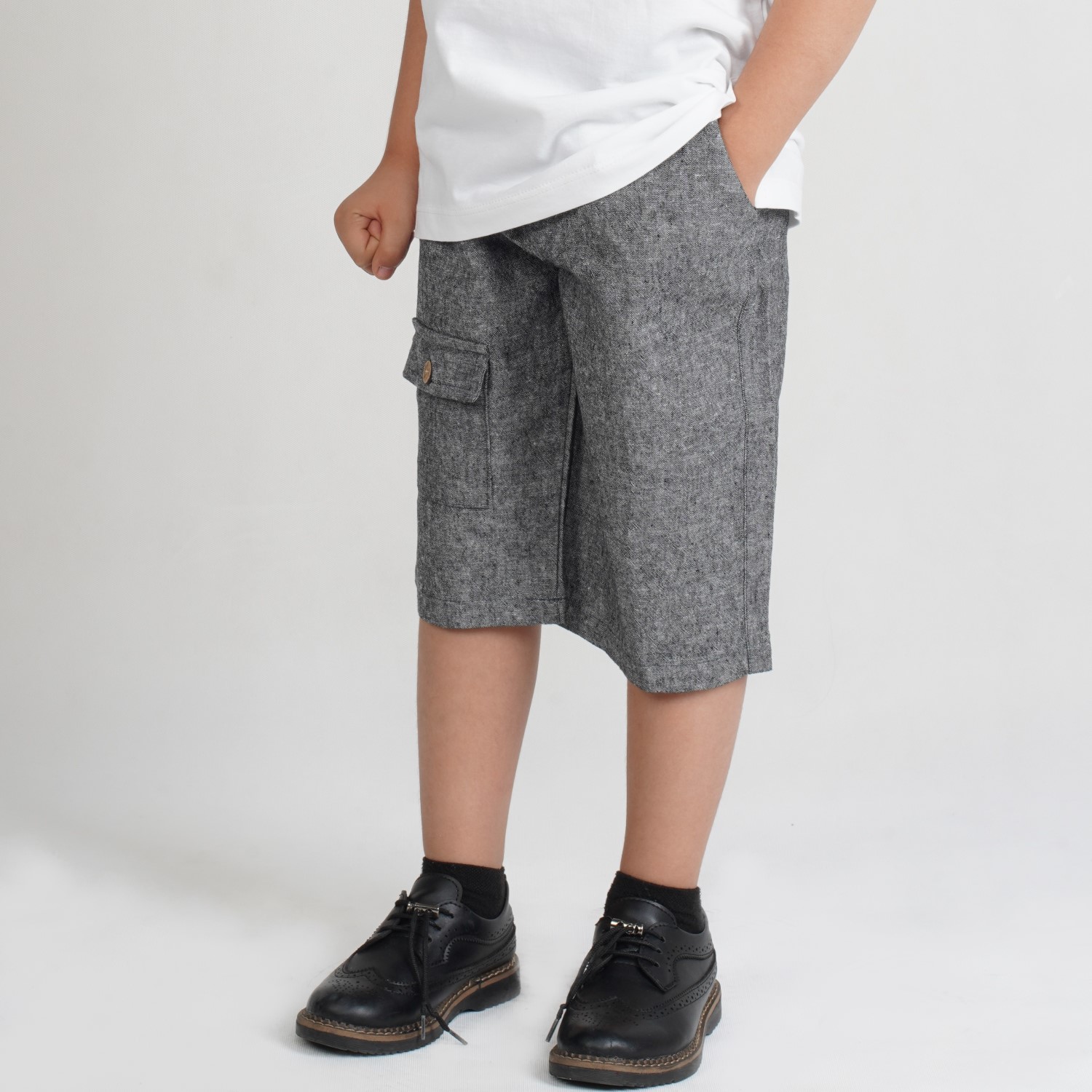 شلوارک‏ لینن ‏افکت ‏دار‏ جیب ‏دار