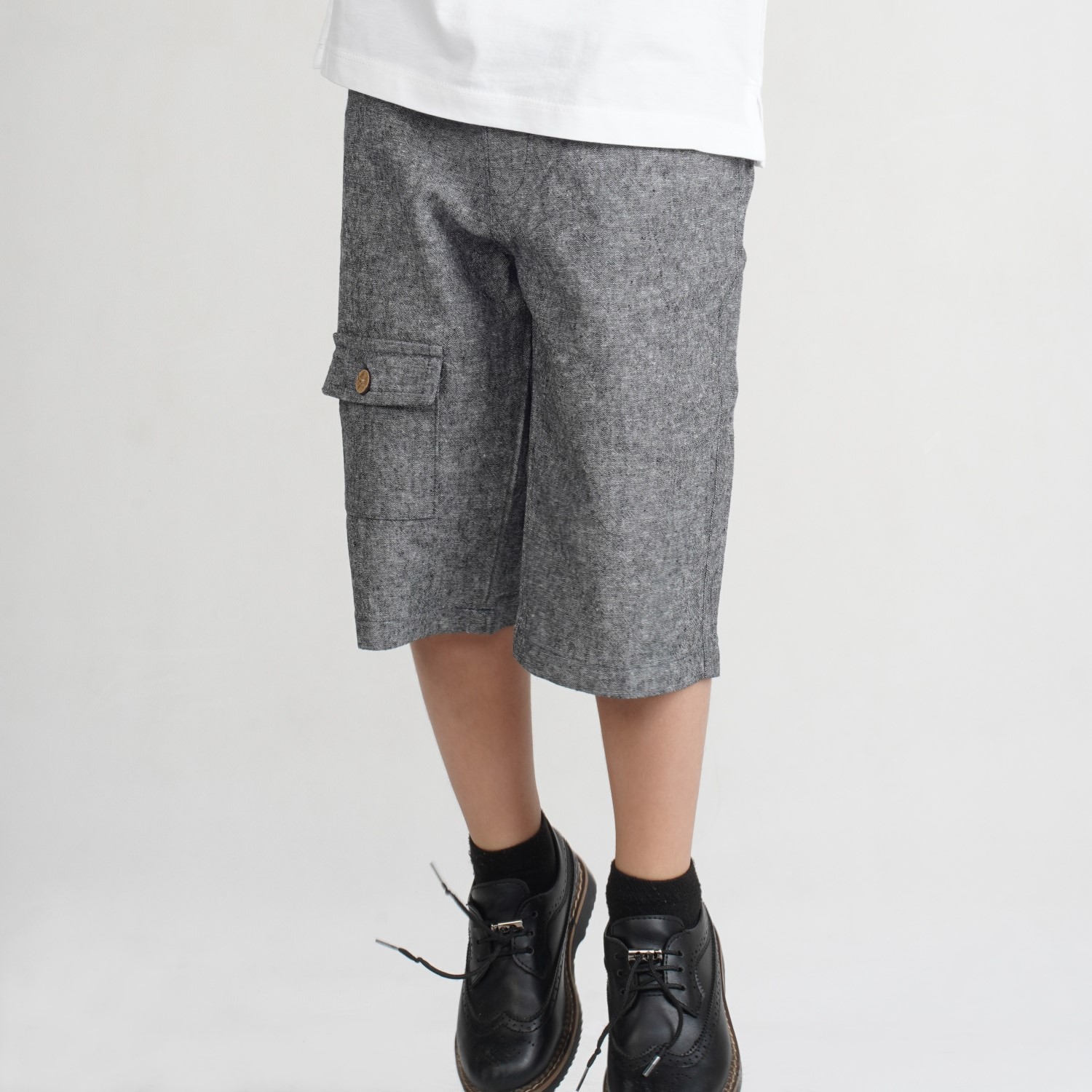 شلوارک‏ لینن ‏افکت ‏دار‏ جیب ‏دار