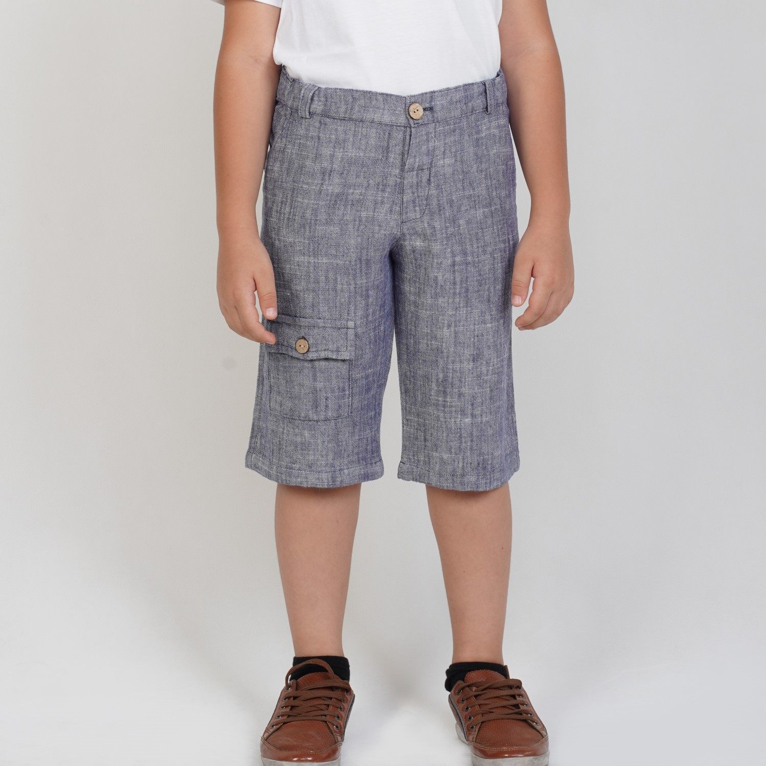 شلوارک‏ لینن ‏افکت ‏دار‏ جیب ‏دار