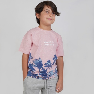 تیشرت‏ یکرو لایکرا ملانژ آستین ‏افتاده