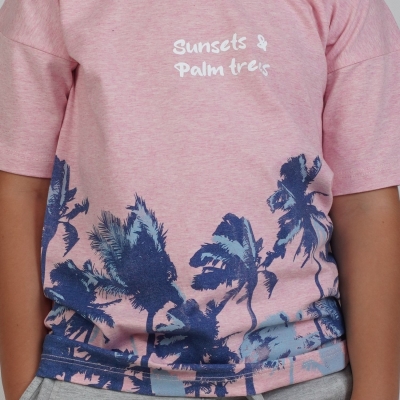 تیشرت‏ یکرو لایکرا ملانژ آستین ‏افتاده