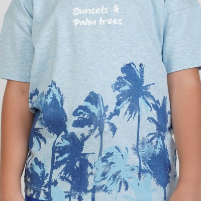 تیشرت‏ یکرو لایکرا ملانژ آستین ‏افتاده