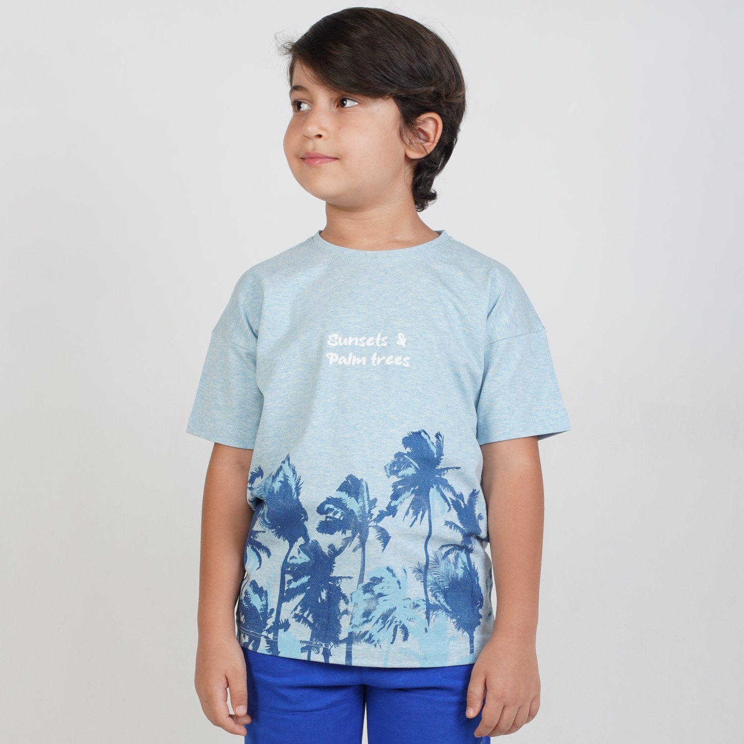 تیشرت‏ یکرو لایکرا ملانژ آستین ‏افتاده