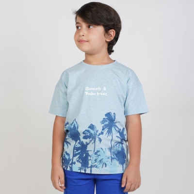 تیشرت‏ یکرو لایکرا ملانژ آستین ‏افتاده