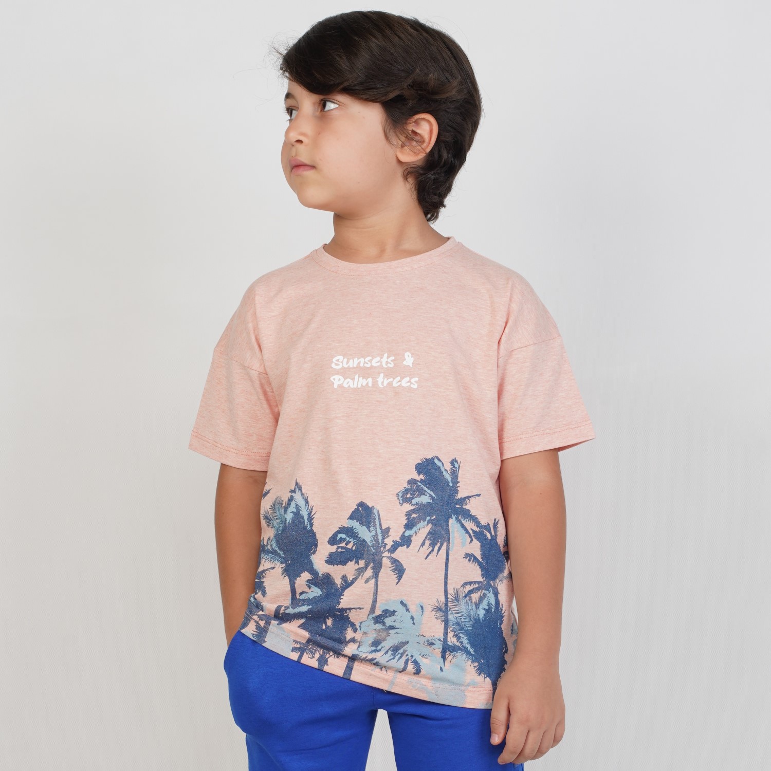 تیشرت‏ یکرو لایکرا ملانژ آستین ‏افتاده