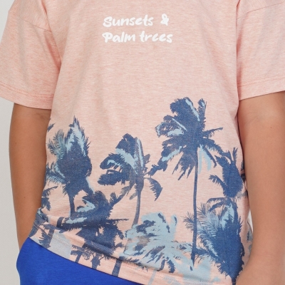 تیشرت‏ یکرو لایکرا ملانژ آستین ‏افتاده