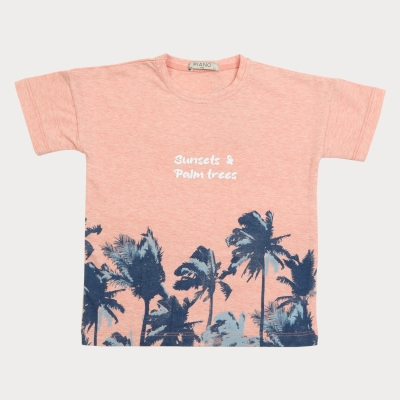 تیشرت‏ یکرو لایکرا ملانژ آستین ‏افتاده