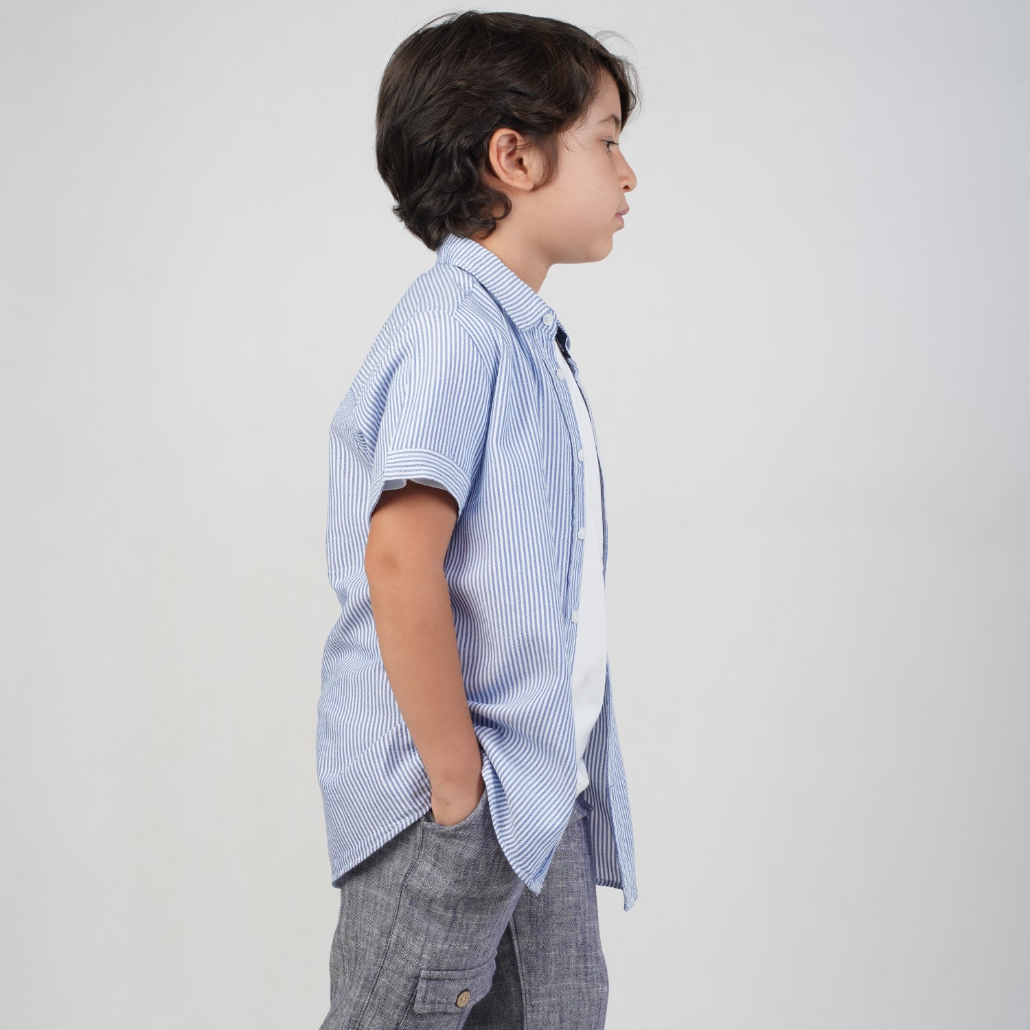 شومیز لینن راه راه (ست با کد 1965)