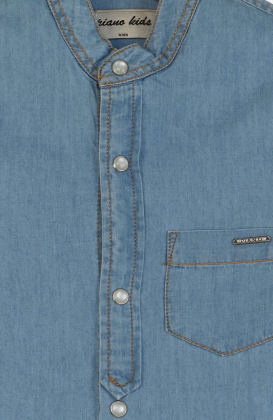 شومیز جین آستین بلند یقه فرانسوی