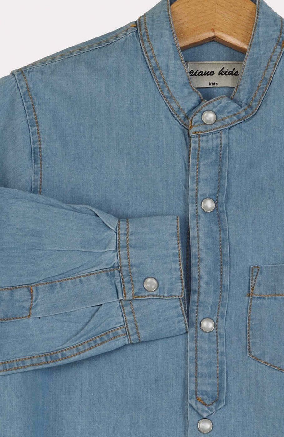 شومیز جین آستین بلند یقه فرانسوی