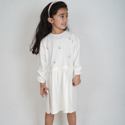 پیراهن یکرو لایکرا لمه دار کمر چین دار