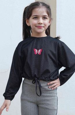 بلوز نیم تنه یکرو لایکرا لمه دار