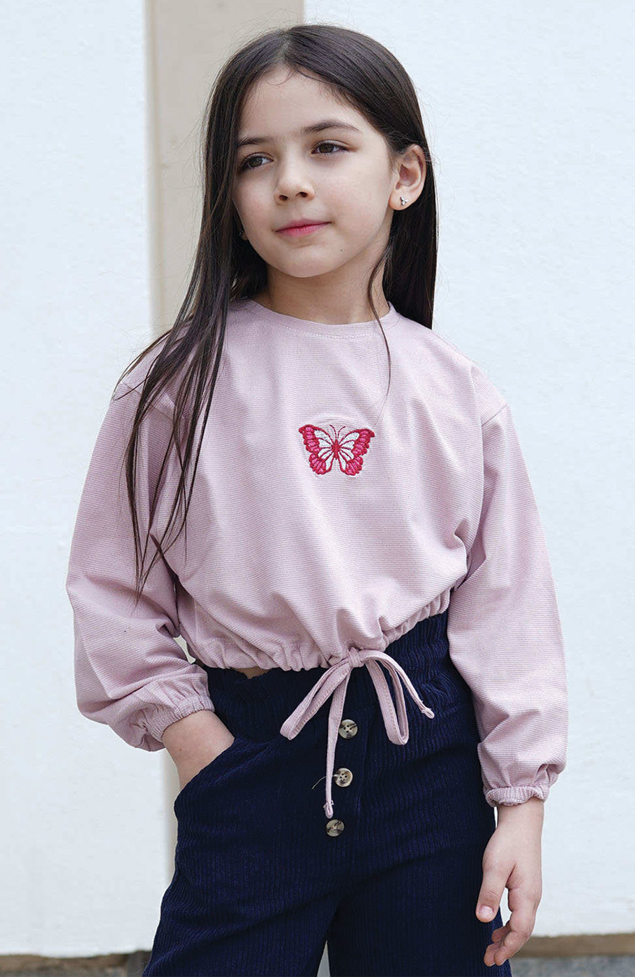 بلوز نیم تنه یکرو لایکرا لمه دار 