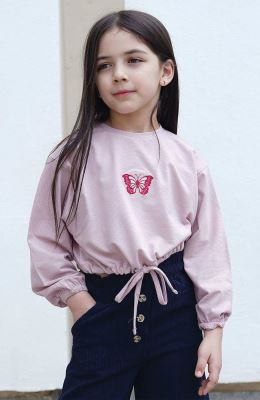 بلوز نیم تنه یکرو لایکرا لمه دار 