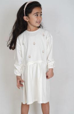 پیراهن یکرو لایکرا لمه دار کمر چین دار