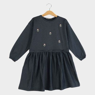 پیراهن یکرو لایکرا لمه دار کمر چین دار