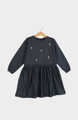 پیراهن یکرو لایکرا لمه دار کمر چین دار