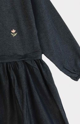 پیراهن یکرو لایکرا لمه دار کمر چین دار