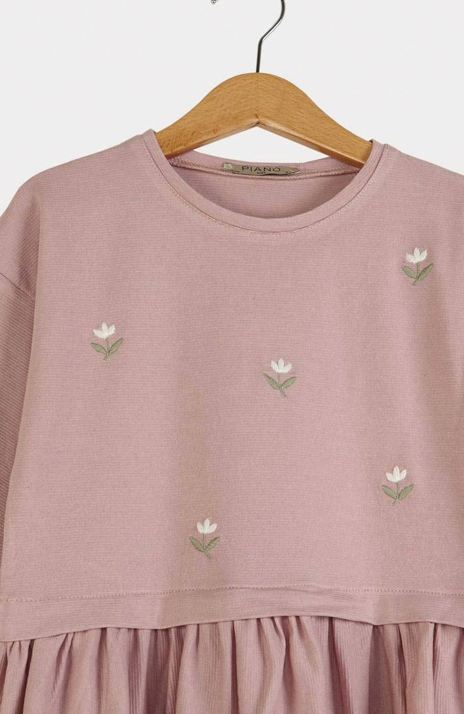 پیراهن یکرو لایکرا لمه دار کمر چین دار