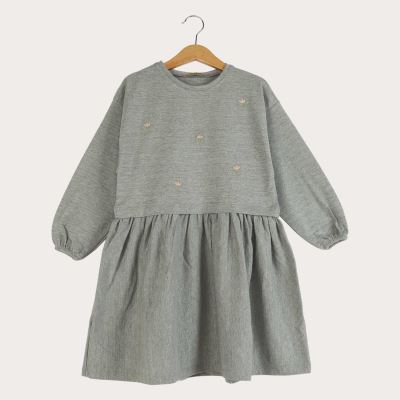 پیراهن یکرو لایکرا لمه دار کمر چین دار