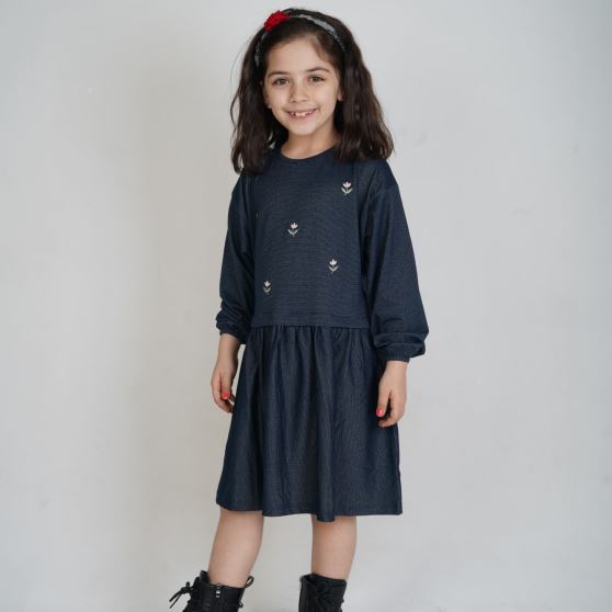 پیراهن یکرو لایکرا لمه دار کمر چین دار